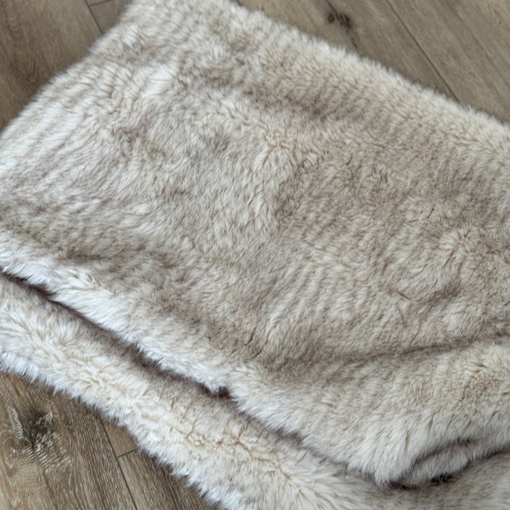 West Elm Soft Cream Faux Fur Throw